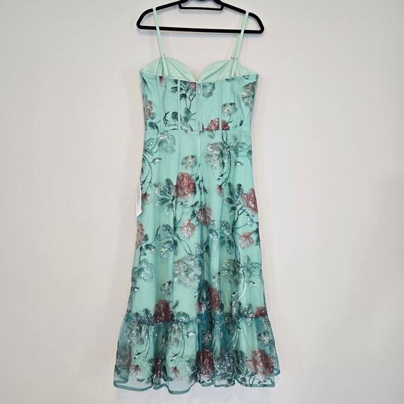 Dress The Population Carina Strapless Sweetheart Sequin Midi Dress Sz Large - Picture 7 of 14